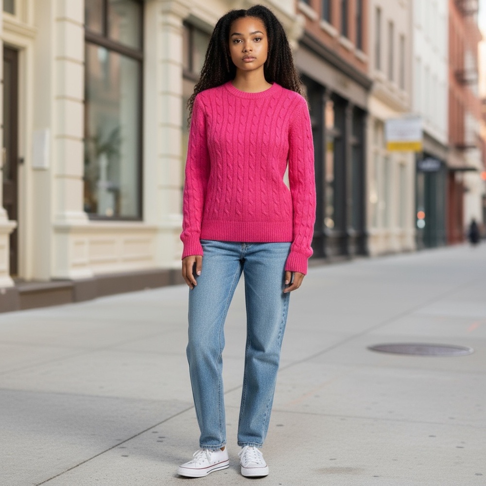 Vineyard Vines Vibrant Pink Cashmere Cable Knit Sweater Size X-Large NWT